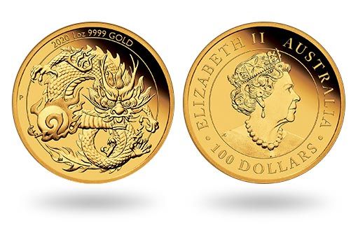 мифический дракон с жемчужиной украсил австралийские монеты из золота