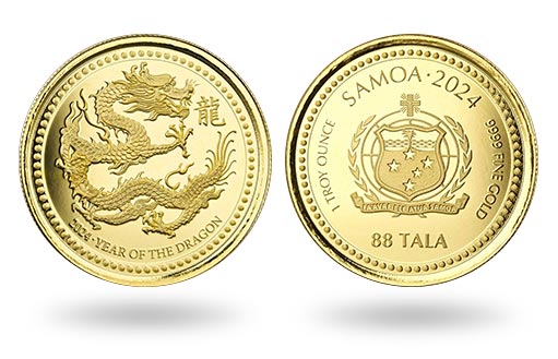 золотые монеты Самоа, приуроченные к году дракона