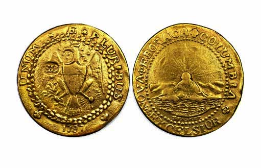 золотой дублон Брашера 1787 года