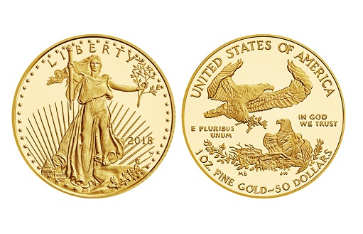 Новые золотая монета Орел