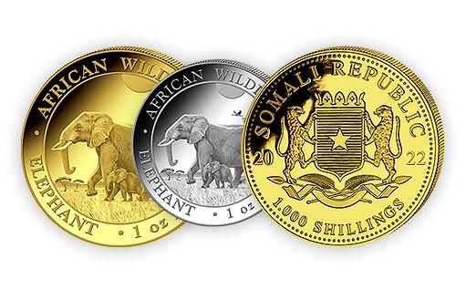инвестиционные монеты со слоном от Сомали