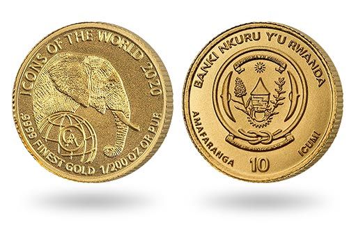 Руанда посвятила золотые монеты слону