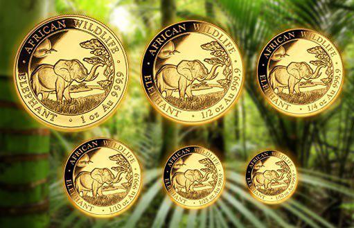 набор золотых инвестиционных монет Сомали «Слон»