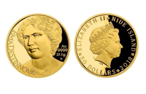 Эмма Дестинова на золотых монетах Ниуэ