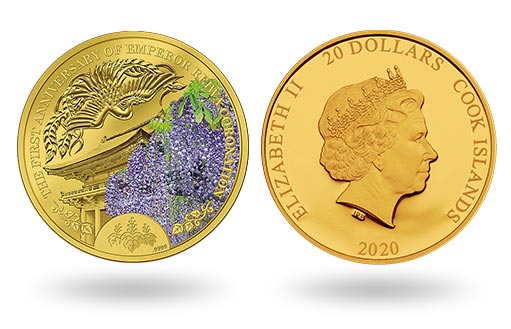 серия золотых монет Островов Кука в честь годовщины коронации Императора Нарухито