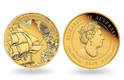 корабль Джеймса Кука на золотых монетах Австралии