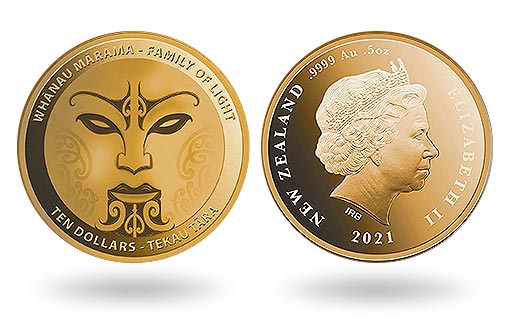Богиня Лун на золото монете Новой Зеландии