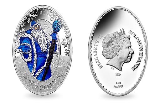 русский дед  мороз на памятных серебряных монетах