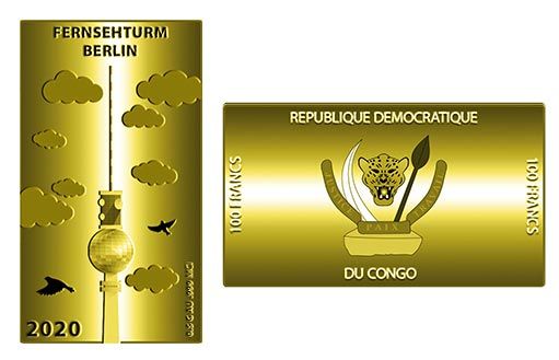 Берлинская телебашня изображена на золотых монетах Конго