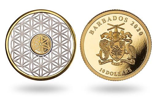 золотая монета Барбадоса в составе кулона