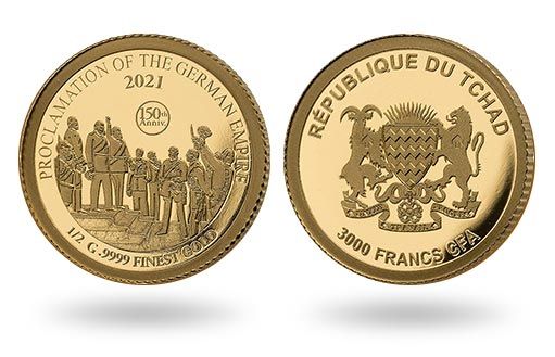 в Республике Чад посвятили золотые монеты провозглашению Германской империи