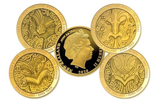 четырем ветрам посвящен набор золотых монет Новой Зеландии