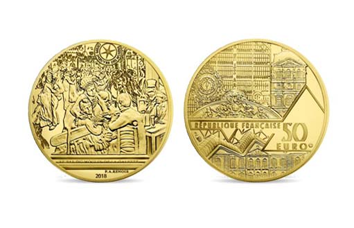 Картина Ренура на золотых монетах Франции