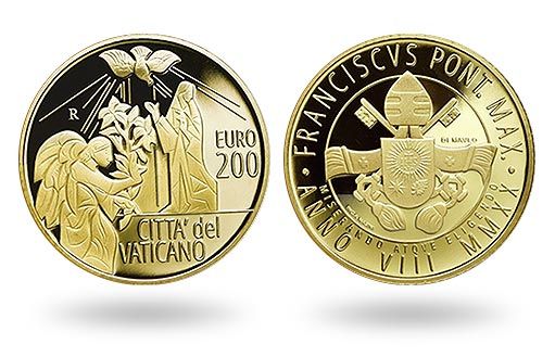 ватиканская золотая монета в честь Архангела Гавриила