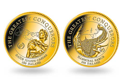 Гай Юлий Цезарь украсил золотую монету Гамбии
