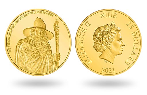 Ниуэская коллекционная золотая монета, посвященная Гэндальфу