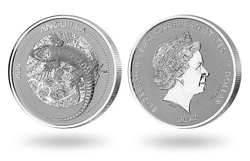 серебряные монеты Карибских стран для инвестиций с изображение геккона
