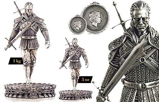 серебряная монета-статуэтка в честь Геральта из Ривии отчеканена в Польше