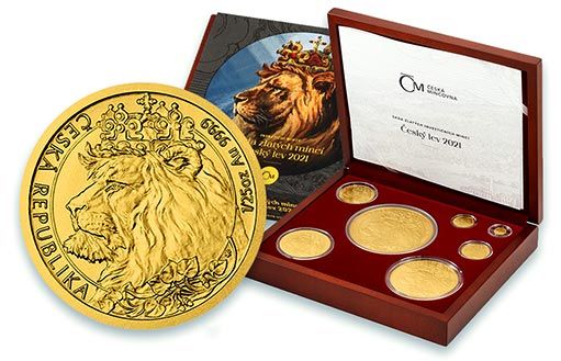 по заказу острова Ниуэ отчеканены золотые инвестиционные монеты Чешский лев