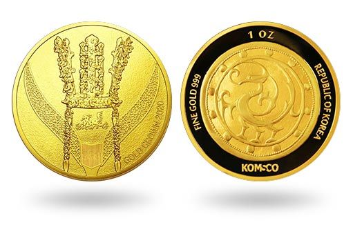 южнокорейские монеты из золота воспевают древних мастеров