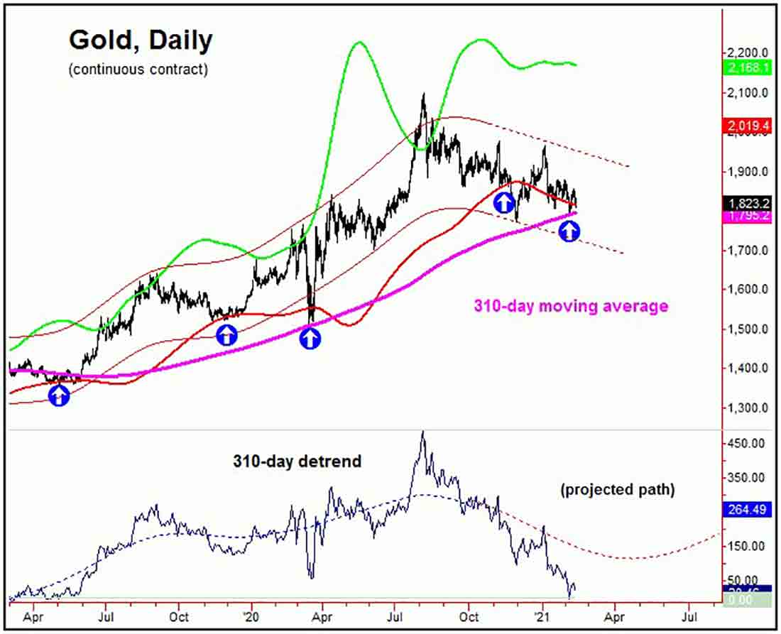 график фазы роста золота, 310-дневный цикл