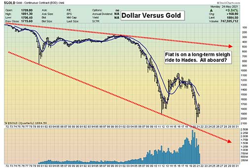 долгосрочный график доллара США по отношению к золоту