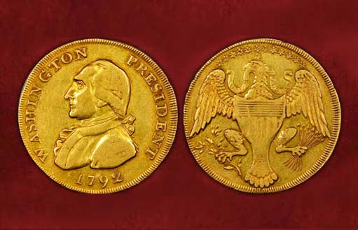 Золотая монета с Джорджем Вашингтоном