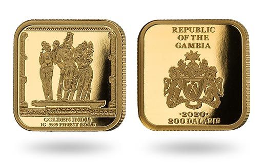 золотые монеты Гамбии с изображением чувственных ласк из древнего трактата о любви