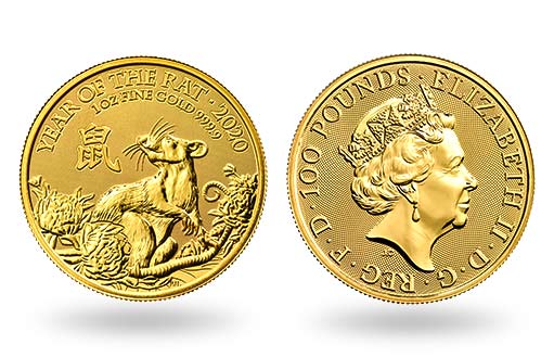крыса на британских золотых монетах 2020 года