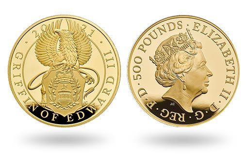 Британия выпустила золотые монеты серии Звери Королевы с грифоном