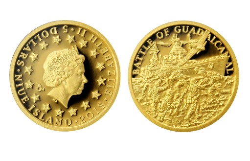 Гуадалканал золотые монеты Ниуэ 