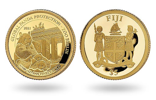 золотые монеты с китайской пандой выпущены на Фиджи