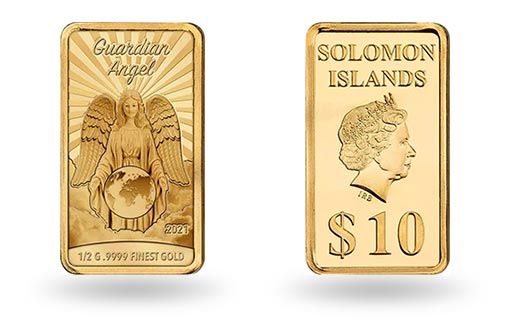 По заказу Соломоновых островов выпущена из золота подарочная монета Ангел-хранитель