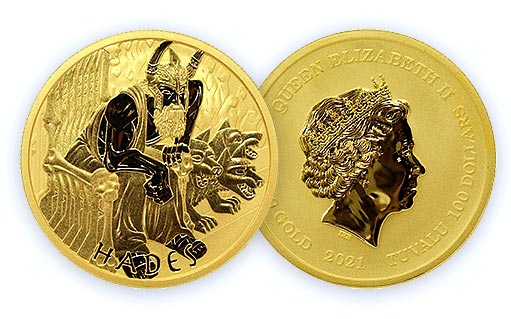 золотая инвестиционная монета Тувалу посвящена Богу Аиду