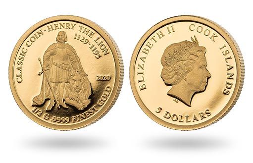 Генрих Лев изображен на золотой монете Островов Кука