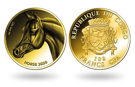 Лошадь на золотых монетах Конго