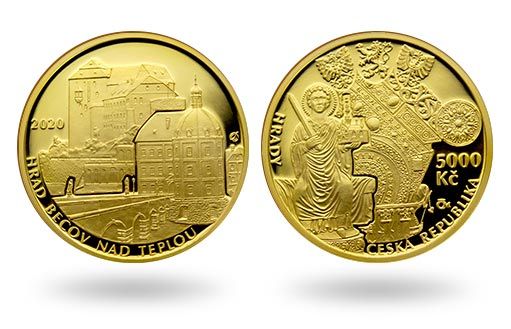замок и крепость Бечов-над-Теплой изображен на золотых монетах Чехии