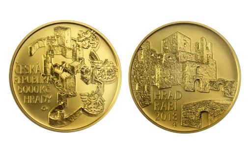 Град Раби на памятных чешских монетах из золота