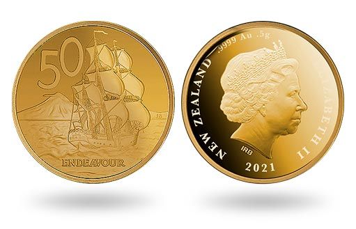 золотые монеты Новой Зеландии посвящены Джеймсу Куку