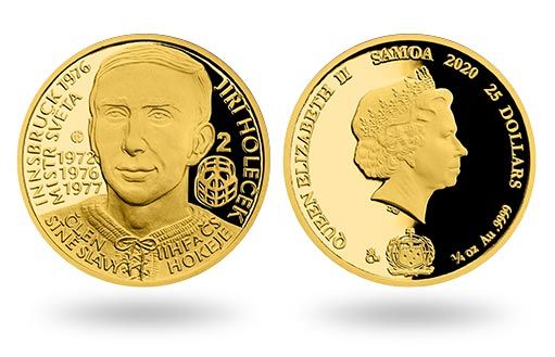 на монетах Самоа расположен портрет Иржи Голечека