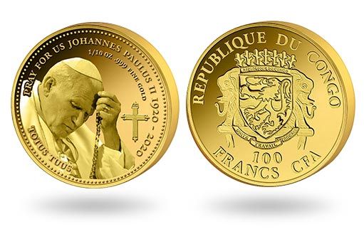 золотые монеты Конго к столетнему юбилею Иоанна Павла II