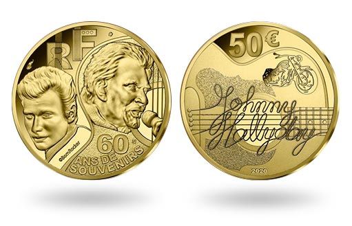 золотые монеты Франции воспевают Джонни Холлидея