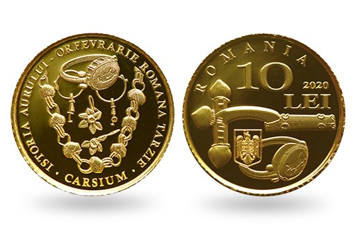 память о сокровищах Карсиума на золотой монете Румынии
