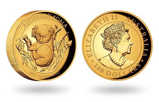 австралийская коллекционная монета из золота с коалой