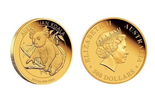 Золотая монета Коала Австралии
