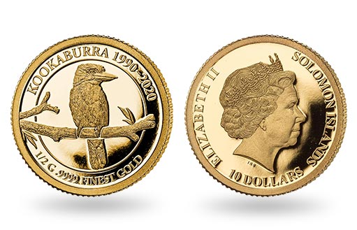 кукабарра на золотых монетах Соломоновых островов