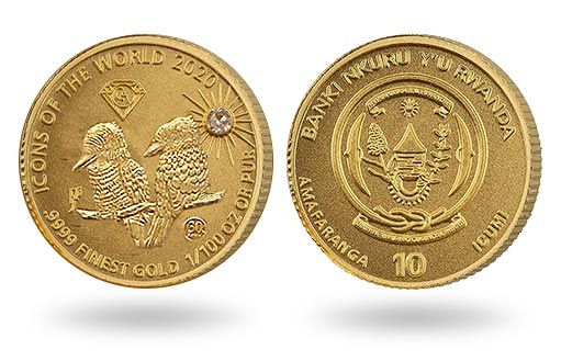 две кукабарры украсили реверс золотых монет Руанды