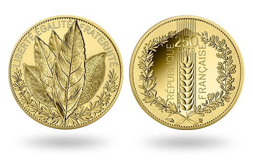 лавр украсил французскую золотую монету для инвестиций