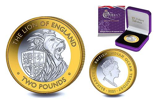 серебряная монета Лев Англии выпущена в Великобритании