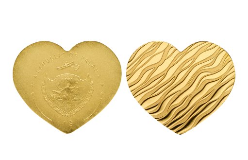Золотая монета Палау в форме сердечка